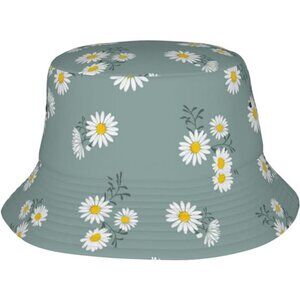 Small Daisy Green Chrysanthemum Flower Bucket Hats Fashion Sun Cap Packable